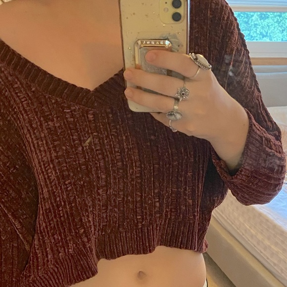 Red/Purple Oversized Crop Sweater - Picture 2 of 8